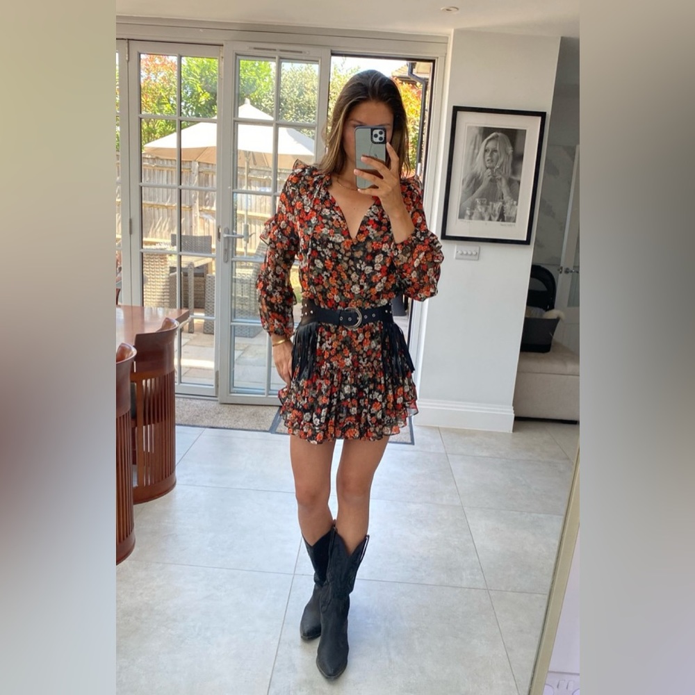Misa Los Angeles Rizou dress safari print long sleeve mini floral - Picture 4 of 6